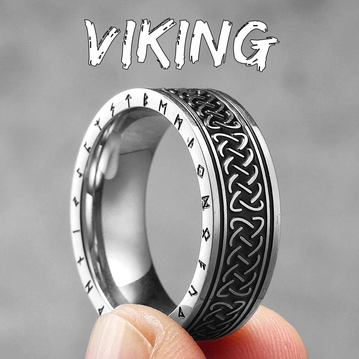 Retro Viking Celtic Knot Runes Stainless Steel Men Rings Punk New In For Male Women Fashion Jewelry Creativity Gift Wholesale