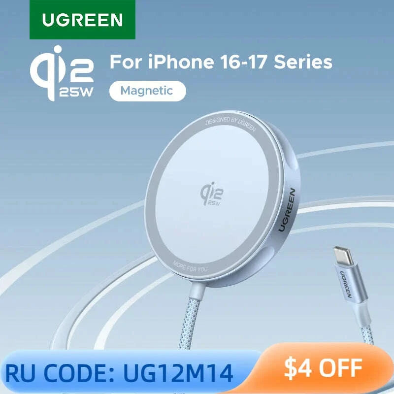 KIMLUD, UGREEN Magflow Qi2 25W Wireless Charger For iPhone 17 16 Pro Max Fast Charging Qi2 Certified Magsafe Phone Charging Pad, KIMLUD Womens Clothes