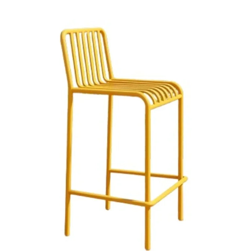 Iron Modern Bar Stools Outdoor Lounge Cushioned Seat and Backrest Bracket-Frame — Emerald | KIMLUD