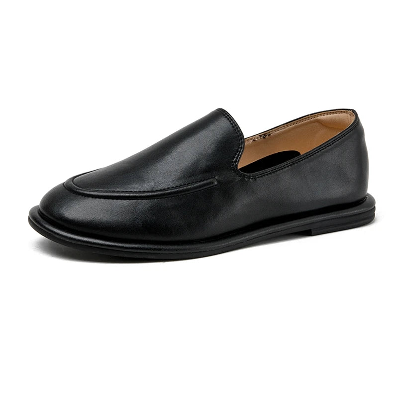 AIYUQI Loafers Women 2025 New Spring Round Toe One Foot Slip-on Shoes Women Genuine Leather Soft Flats Shoes Women