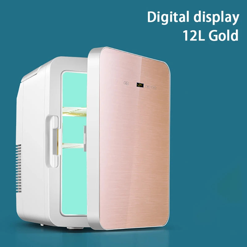 Rose-Gold Portable Mini Refrigerator 12L For Cosmetics — Rose Gold | KIMLUD