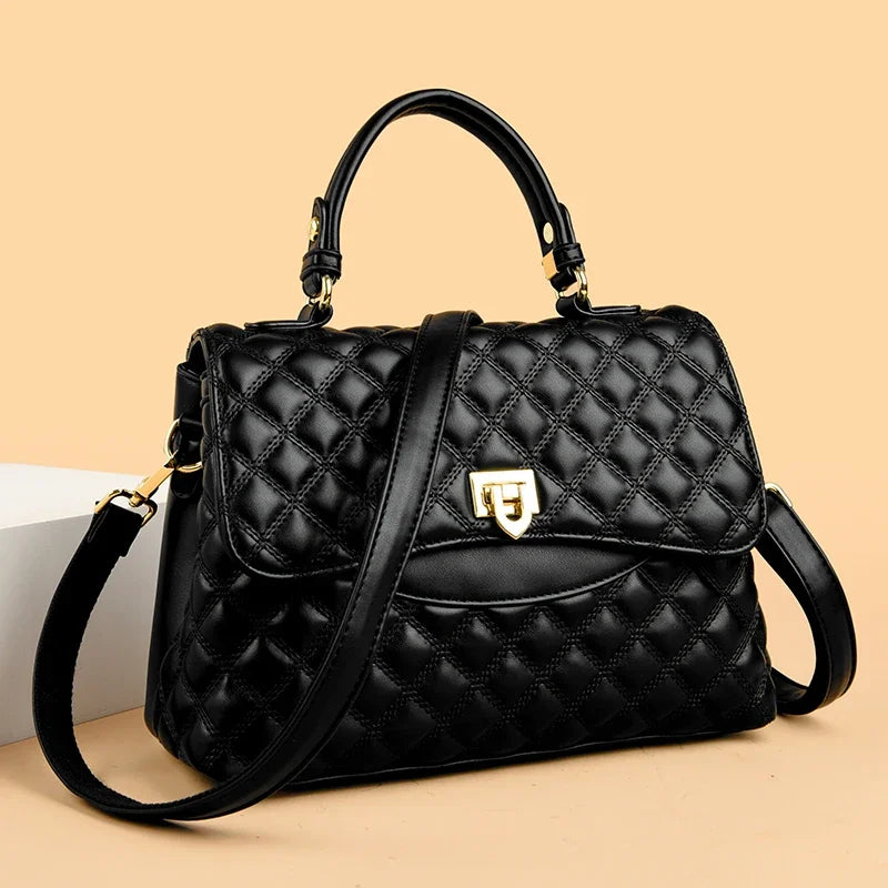 Soft Leather Multi-Pocket Shoulder Bag — Black | KIMLUD