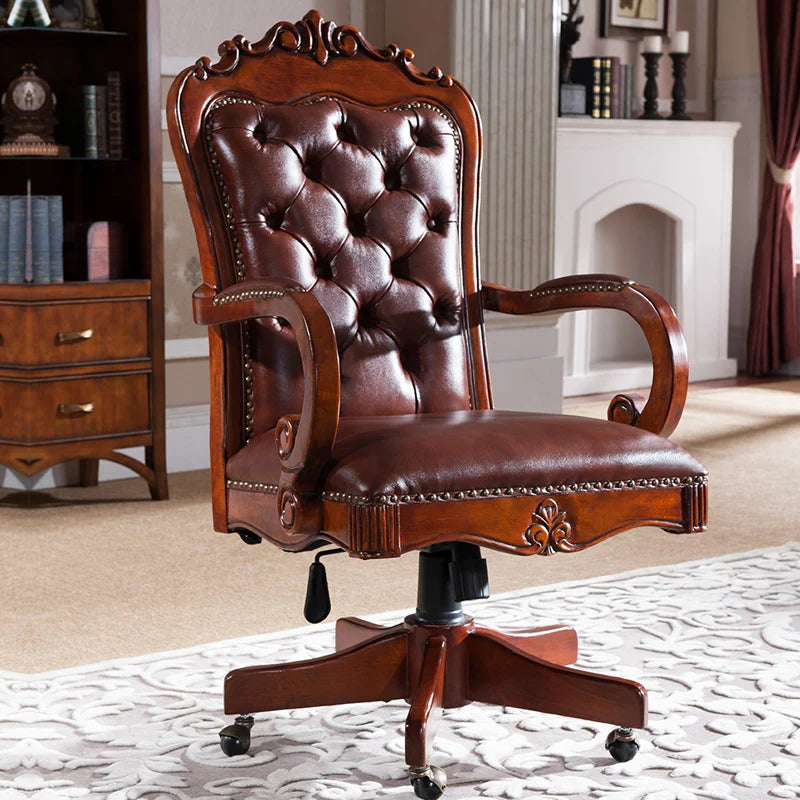 American solid wood desk home computer office rack combination writing desk chair