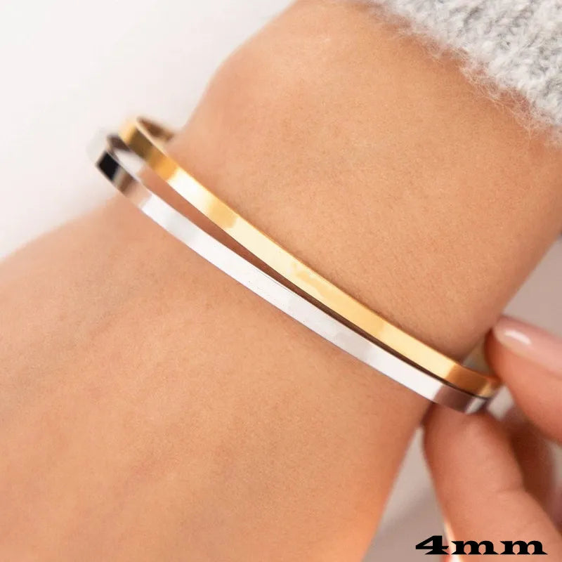 Engraved Cuff Bracelet Numeral Name — Gold | KIMLUD