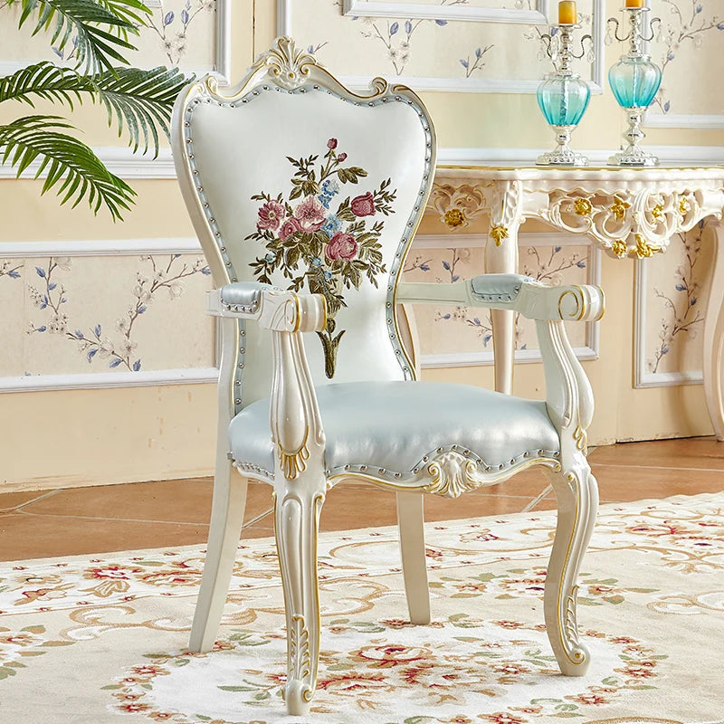 X European Solid Wood Dining Chair Princess Lazy Throne Luxury Lounge Chair Fashion Butterfly Ergonomic Muebles Entrance Furnitu