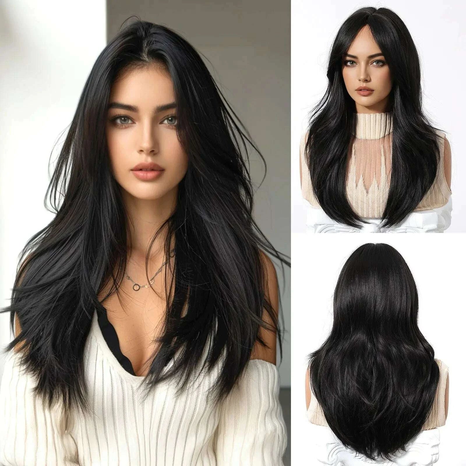 KIMLUD, Golden Blonde Mixed Synthetic Wig Dark Root Wavy Hair With Side Bangs for Women Daily Party Cosplay wig Heat Resistant Fiber, KIMLUD Womens Clothes
