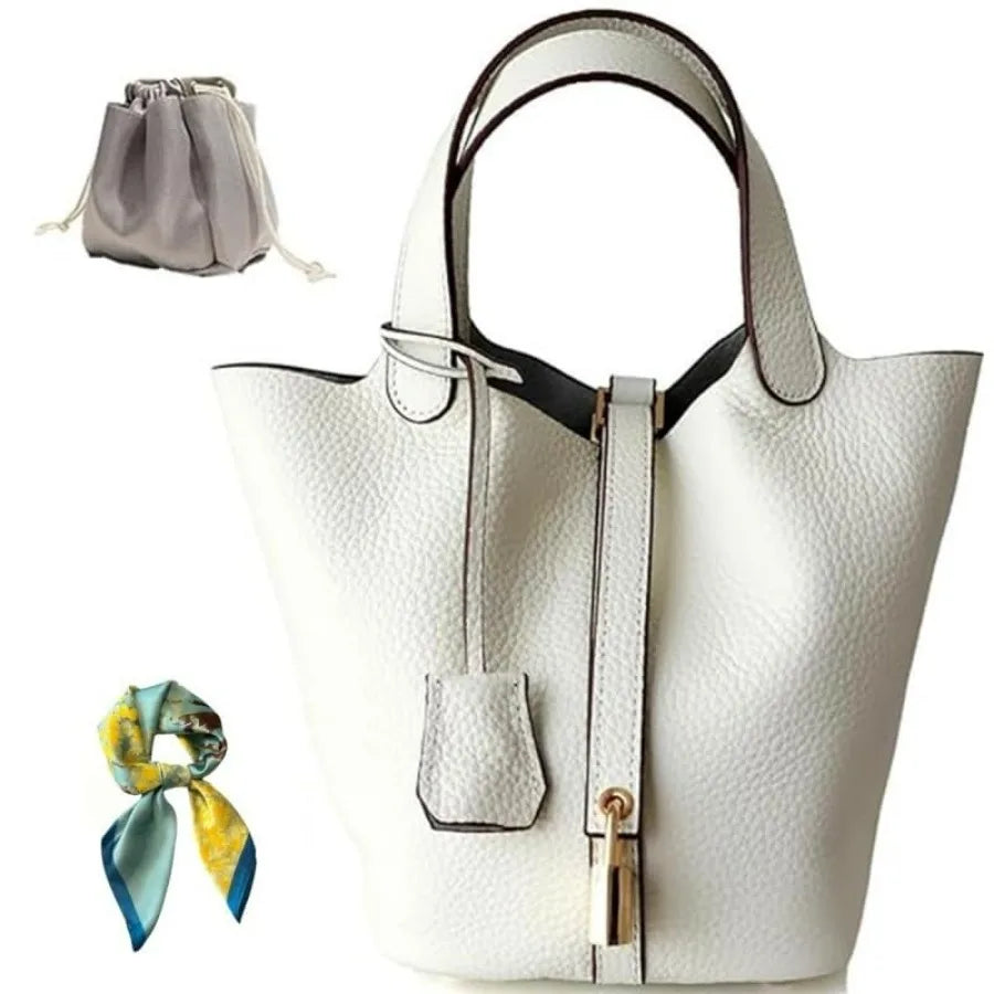 Bucket Bag – Lock Design – Top-Handle Tote | KIMLUD
