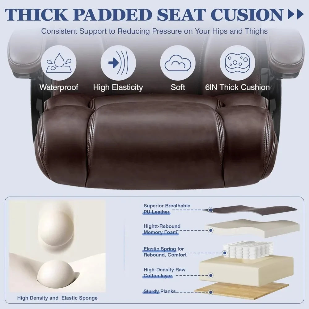 Ergonomic Office Chair 500lbs Capacity With Adjustable Lumbar — Espresso Brown | KIMLUD