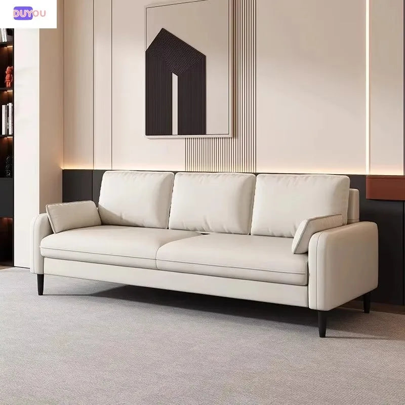Anti-Cat Scratch Fabric Sectional Sofa With Solid Wood Frame — Ivory Cream | KIMLUD