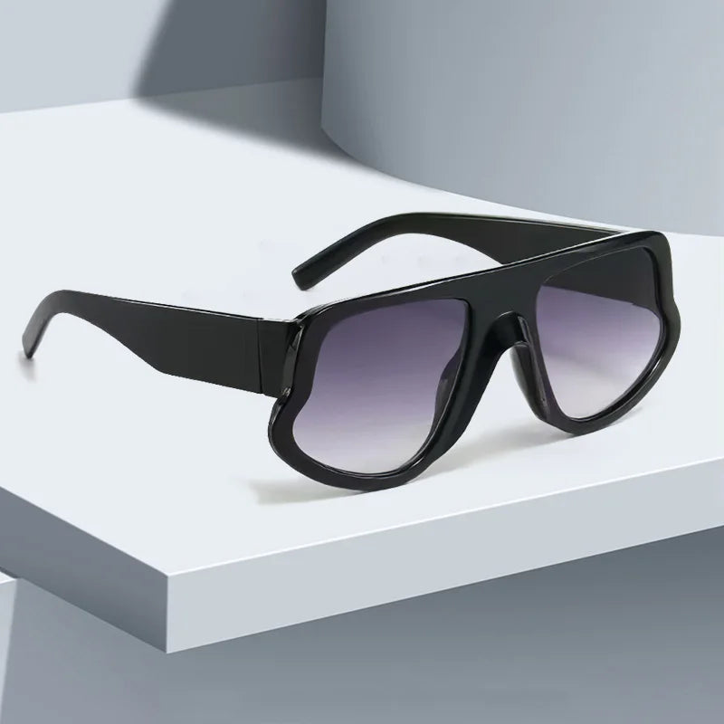 Rectangular Sunglasses Small Frame Polycarbonate — Black | KIMLUD