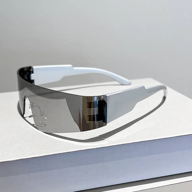 Rimless Small-Rectangle Sunglasses — Silver Mirror | KIMLUD