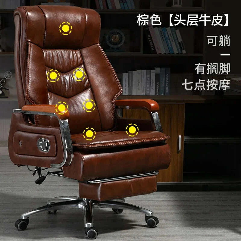 KIMLUD, Swivel Office Chair Recliner Vintage Leather Study Arm Office Chair Ergonomic Luxury Cadeira Para Computador Furniture Home, KIMLUD Womens Clothes