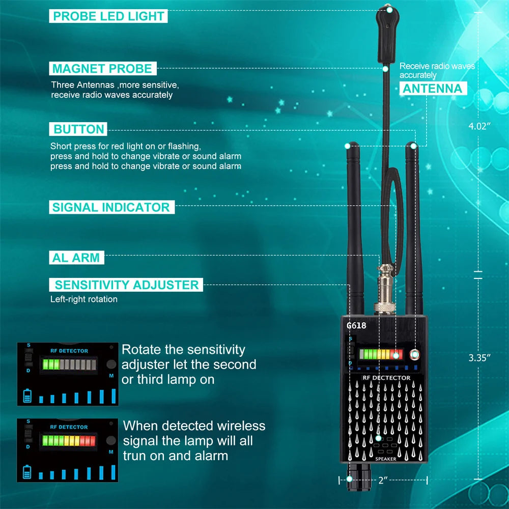 Wireless Anti-Spy Detector Device — Black | KIMLUD