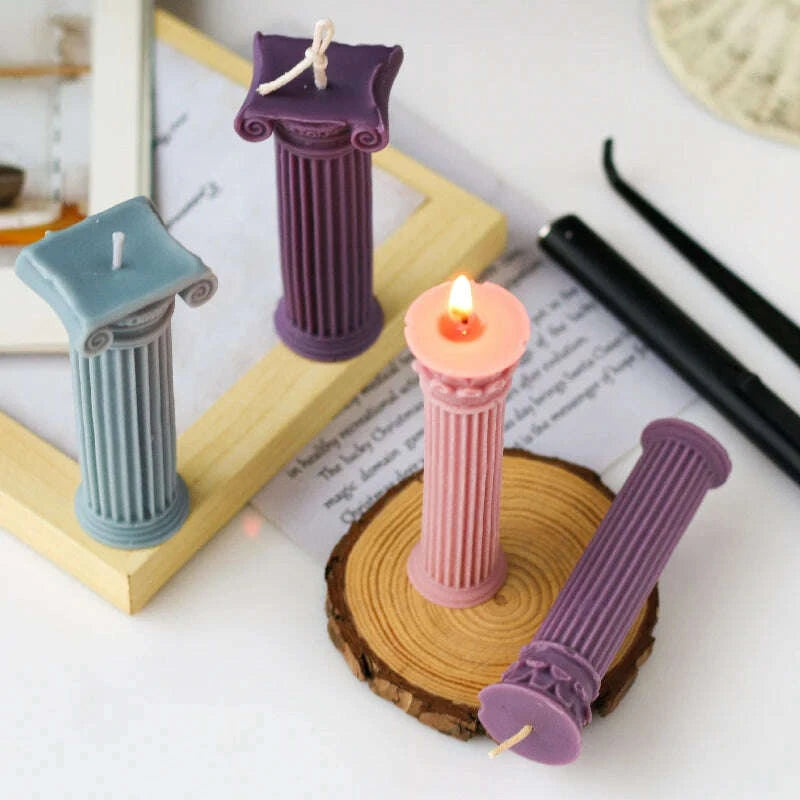 KIMLUD, 3D Roman Column Candle Mold Ancient Pillar Silicone Mold DIY Venus Portrait Scented Candle Body Plaster Silicone Mold Home Decor, KIMLUD Womens Clothes