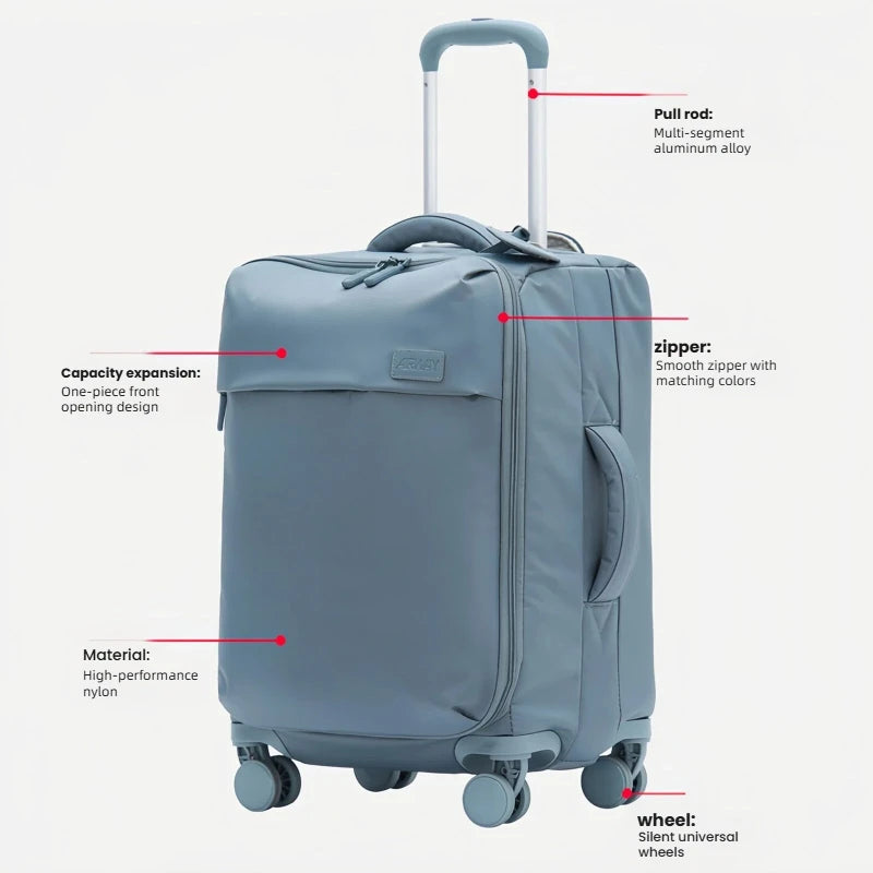 Oxford Cloth Luggage Case With Swivel Wheels — Black | KIMLUD