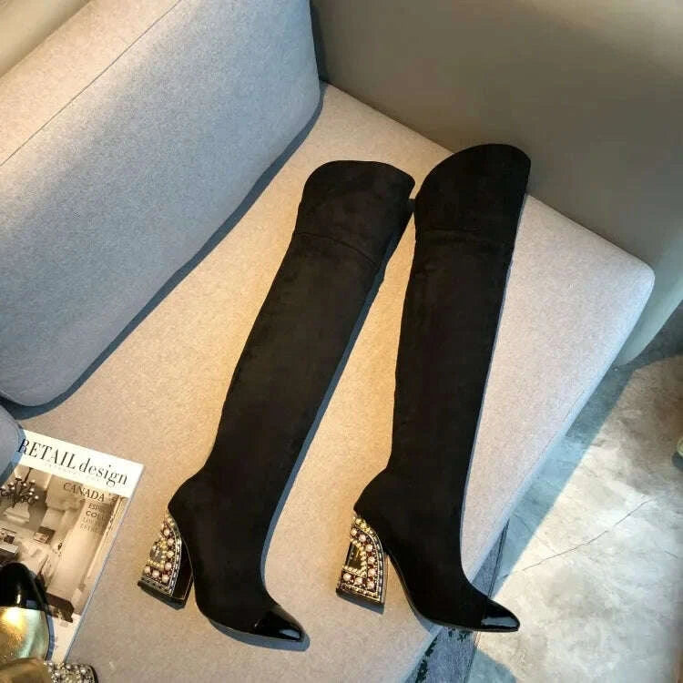 kimlud-colored-rhinestone-cowhide-mid-tubeknee-length-boots-thick-heeled-square-toe-black-gold-runway-runway-performance-high-heels-kimlud-womens-clothes-35044519