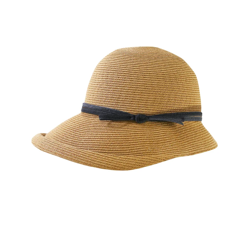 KIMLUD, Hepburn Style Straw Hat Women Age Reduction Face Small Curly Edge SunHat Female Summer Beach Hat Japan Holiday Party Cap UPF50+, Coffee / CHINA, KIMLUD APPAREL - Womens Clothes