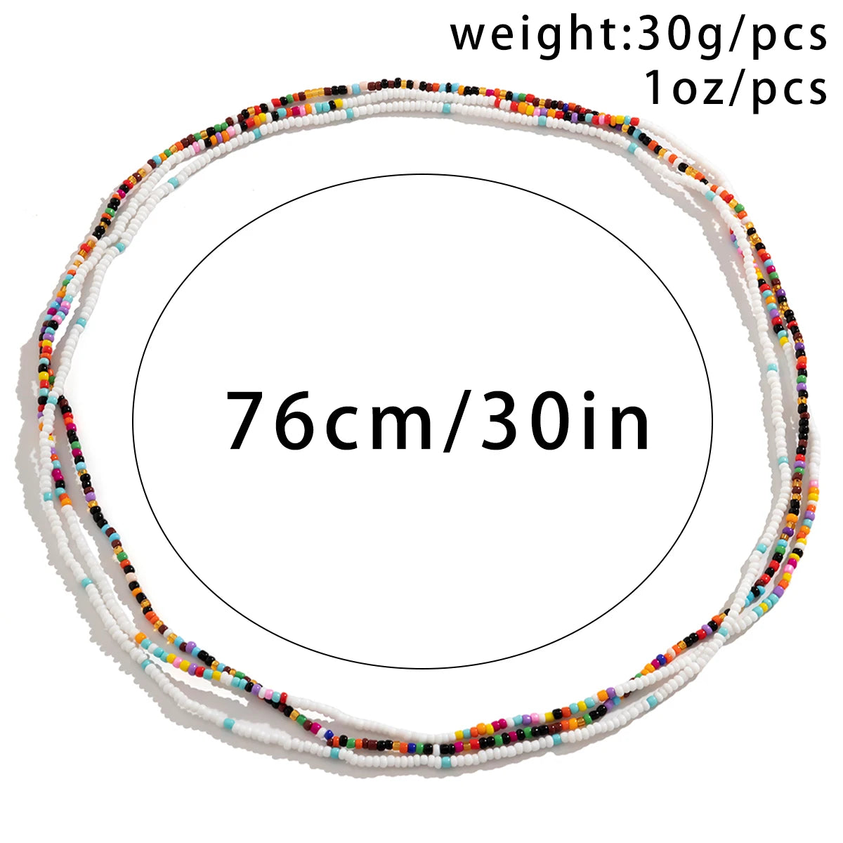Acrylic Seed Bead Belly Chain With Bohemia Beads Three Piece Layered Design — White | KIMLUD