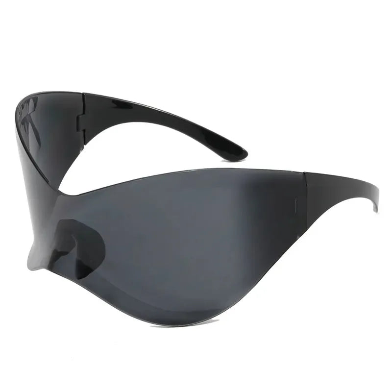 Metallic Mirrored Wraparound Sunglasses — Silver | KIMLUD