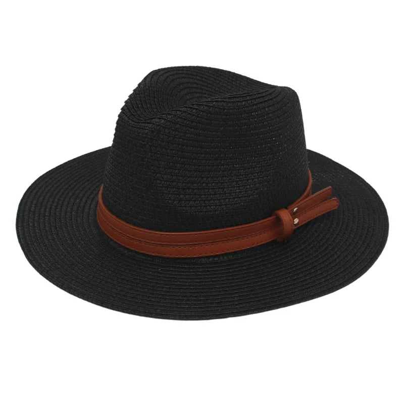 Straw Panama Sun Hat Grass-Knitted Breathable — Natural | KIMLUD
