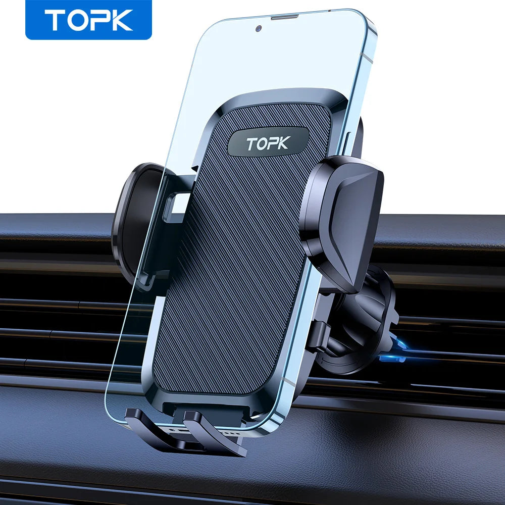 TOPK Universal Car Phone Holder for Air Vent Suction Cup Dashboard Hands Free Cell Phone Mount for Car truck for All Smartphones