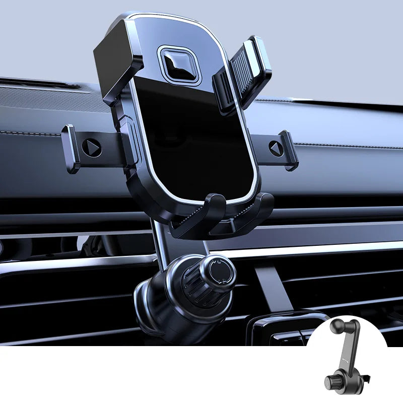 Car Phone Holder - Wider Clamp & Metal Hook - Air Vent Clip - Black | KIMLUD