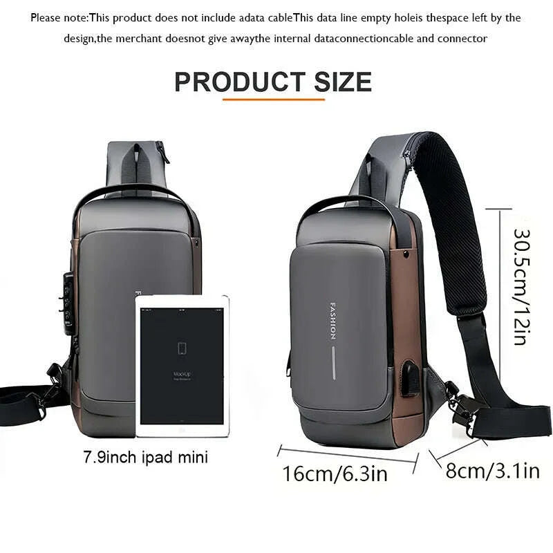 KIMLUD, Men's anti-theft chest bag, fashionable motorcycle and casual sports sloping backpack, durable Oxford fabric, KIMLUD Womens Clothes