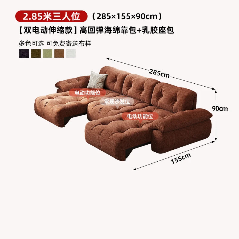 Velvet Designer Living Room Sofa Multifunctional Electric Adjustment — Burnt Orange | KIMLUD