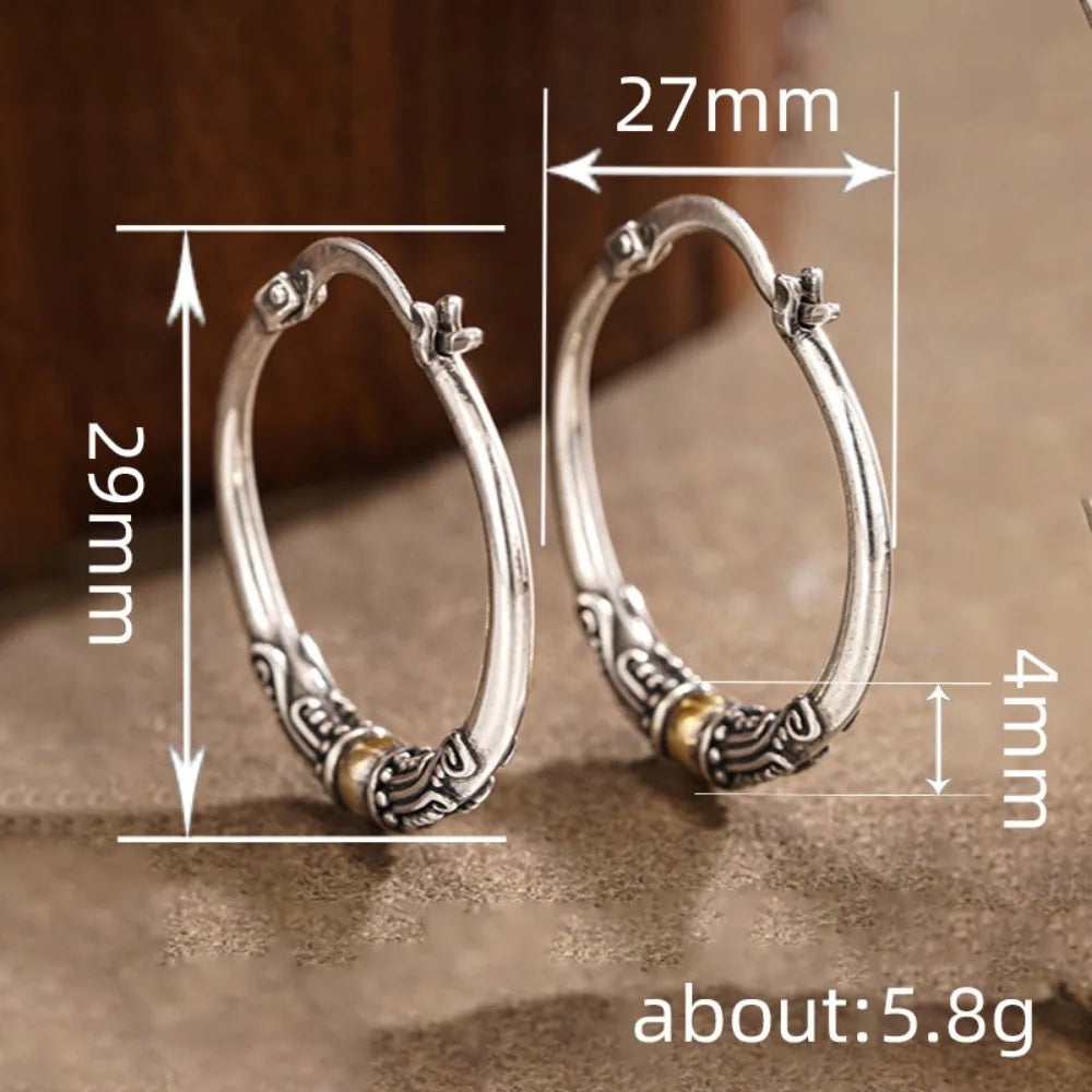Hoop Earrings – Retro Ethnic Geometric – Cubic Zirconia | KIMLUD