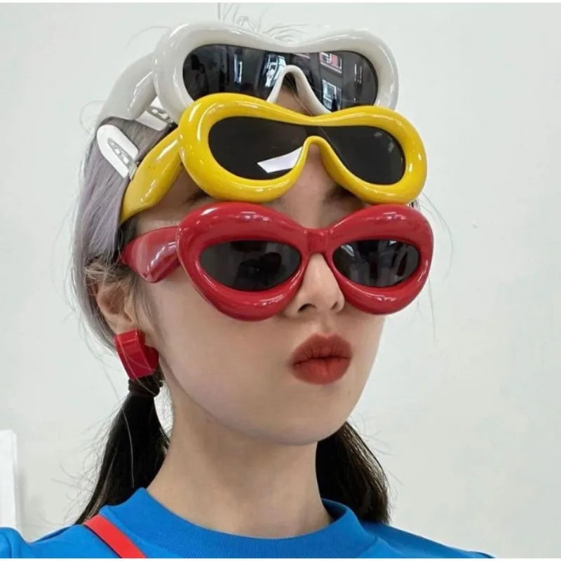 Acetate Cat Eye Sunglasses Y2K Lip Gradient — Yellow Blue Gradient | KIMLUD
