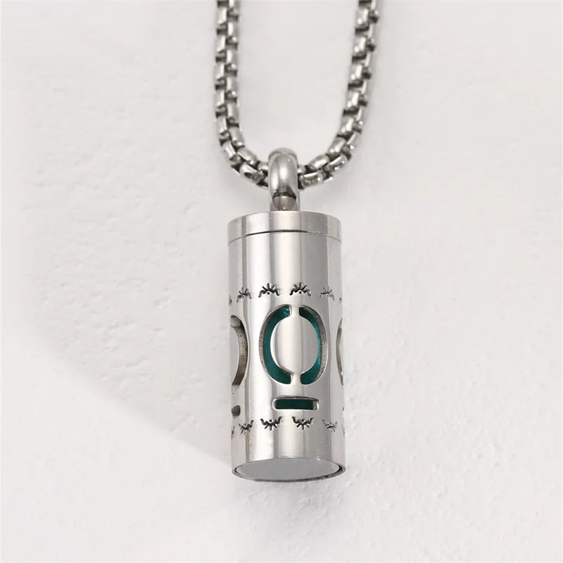 Polished Stainless Steel Necklace Lotus Aromatherapy Pendant — Blue | KIMLUD