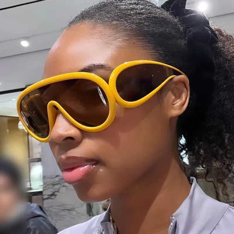 Steampunk Oversized Sunglasses UV400 — Black | KIMLUD