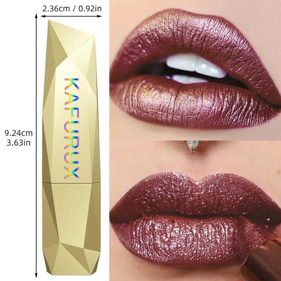 1 PC Red Metallic Lipstick Long Lasting Glitter Waterproof Lip Glaze Moisturize Luminous liptint Shimmer Shiny Lipgloss Makeup