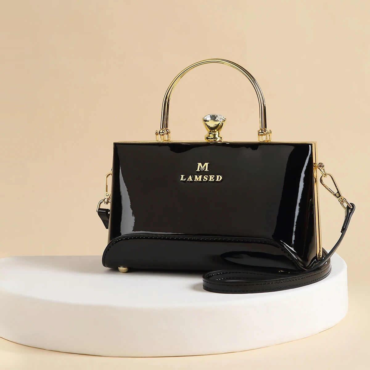 Chic Patent Leather Ladies Handbag - Stylish Top Handle, Spacious Satchel Bag - Timeless Elegance for Fashion-Forward Women