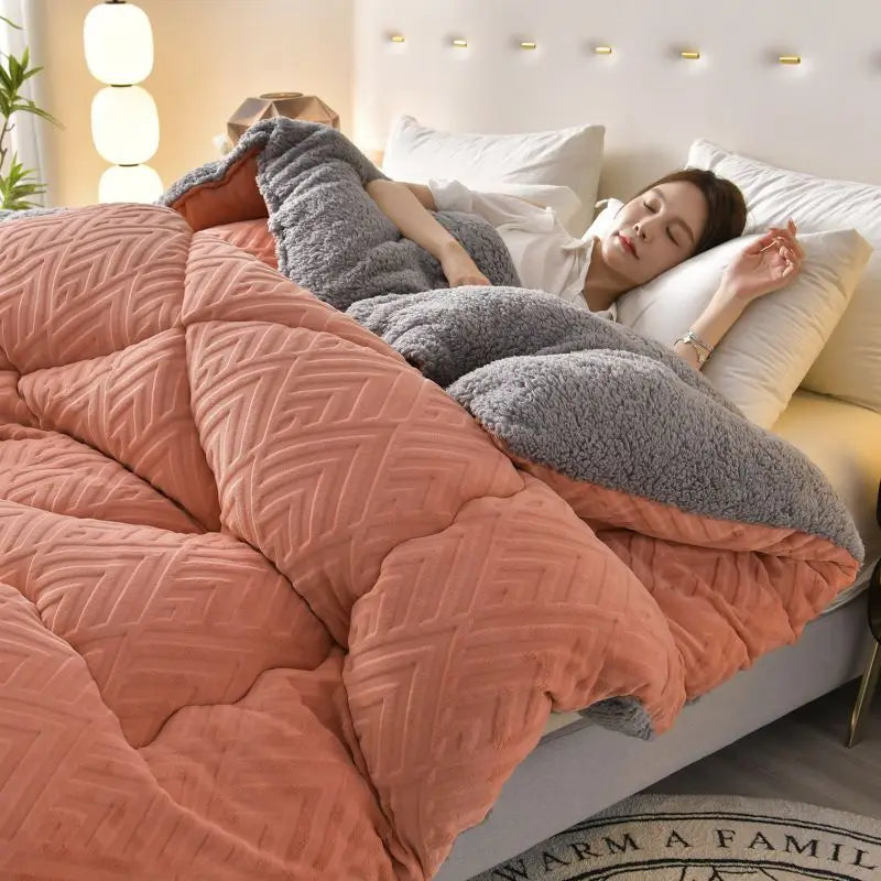 Autumn Winter Fleece Quilt Fluffy Warm Coral Flannel Casual Comforter Core for Bedroom Sofa Bed Soft Thickness Throw Blankets
