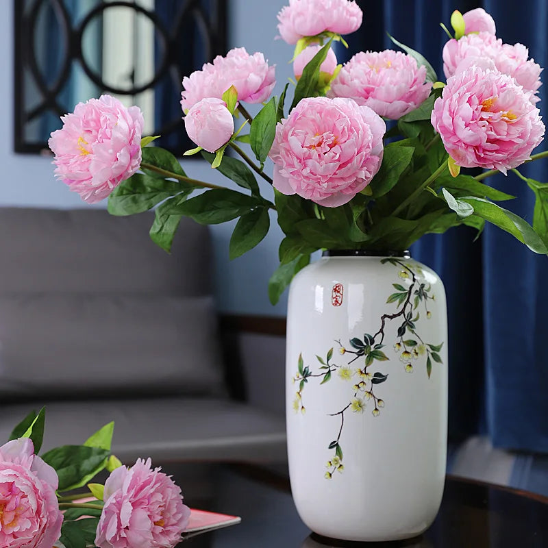 Chinese ceramic vase ornament, living room entrance floral art, home hydroponics creative simple round housewarming gift flower