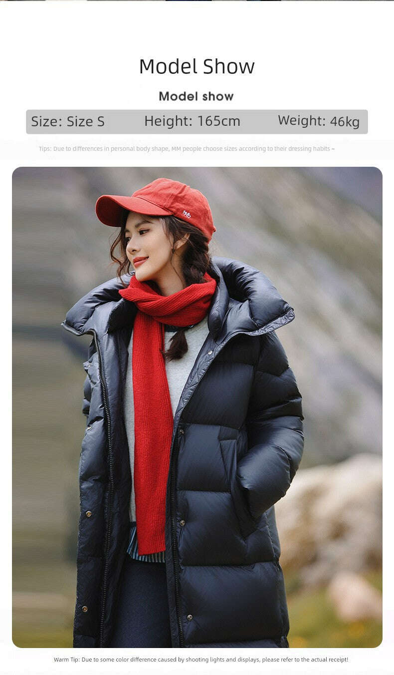 KIMLUD, 3,000 Camp New arrival 95 White Duck Down Small thickened Heattech Over Knee Mid Length Long Length Extreme Cold Down jacket Female Winter, KIMLUD Womens Clothes