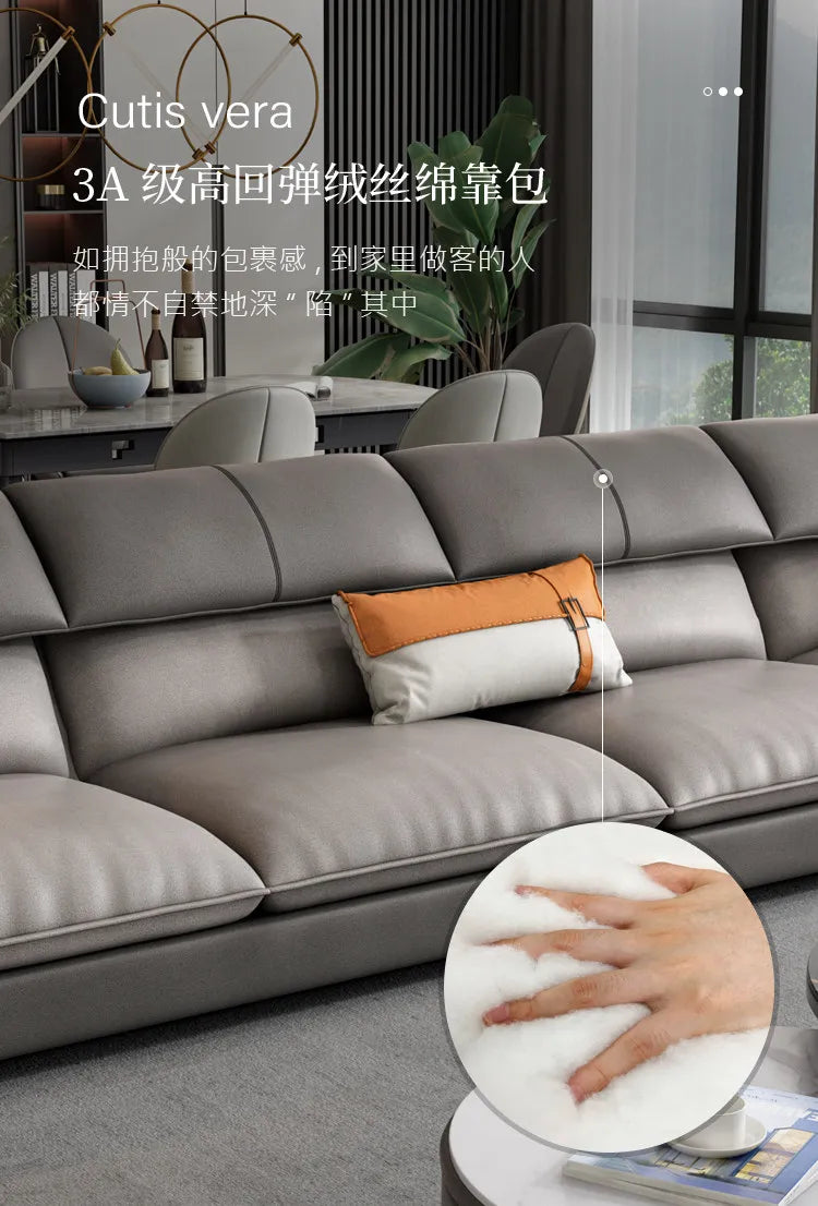 Luxurious Microfiber L-Shaped Sofa — Gray | KIMLUD