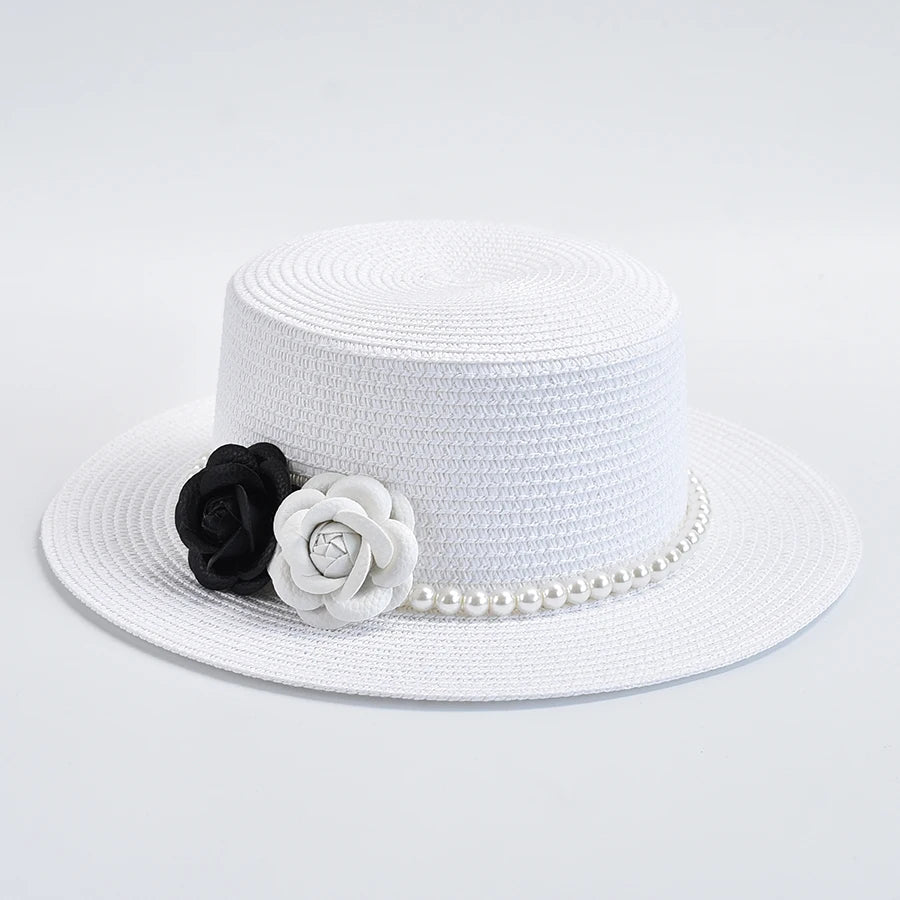 Straw French Style Classic Boater Hat — Beige | KIMLUD