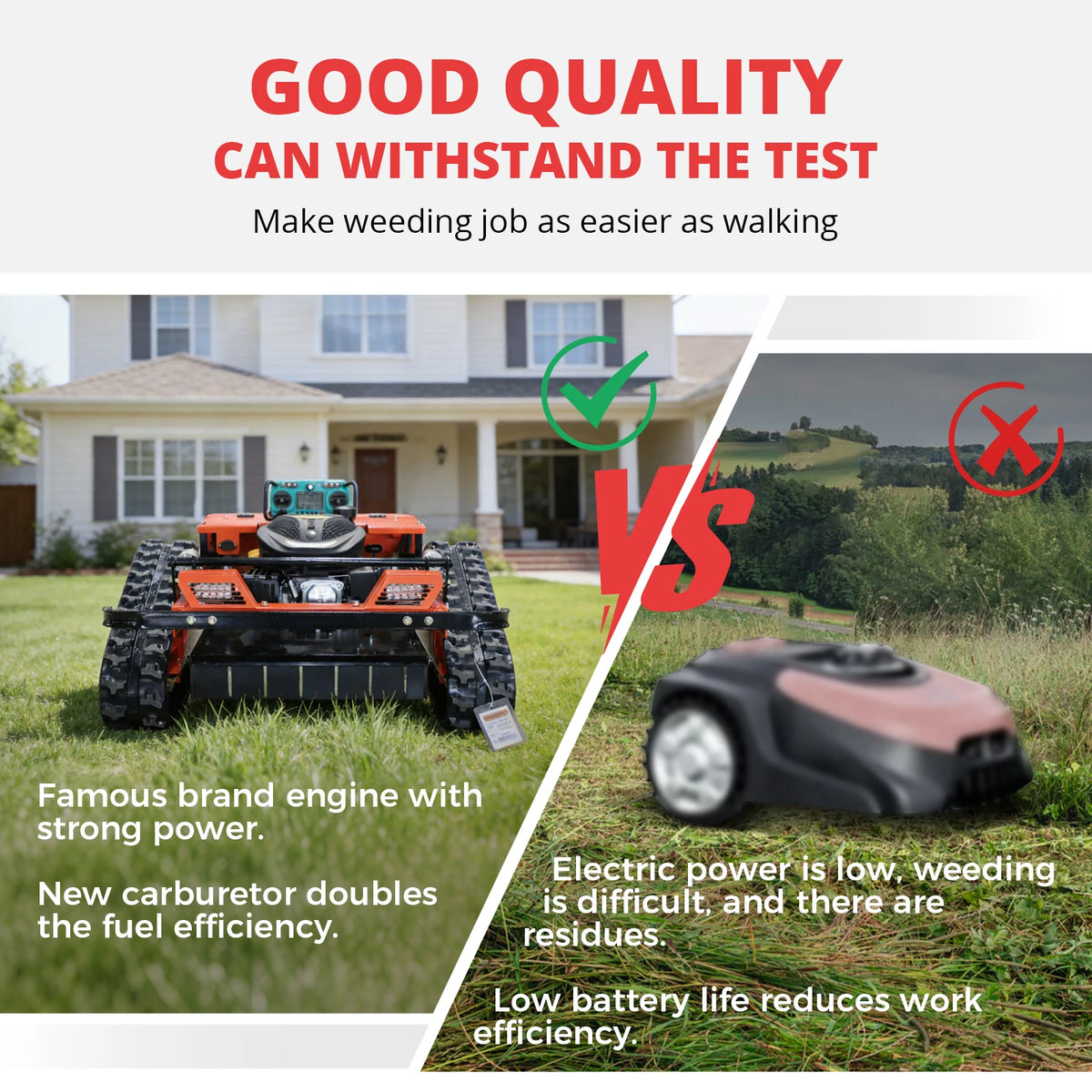 Remote Control Robotic Lawn Mower – 550mm Width – Track | KIMLUD