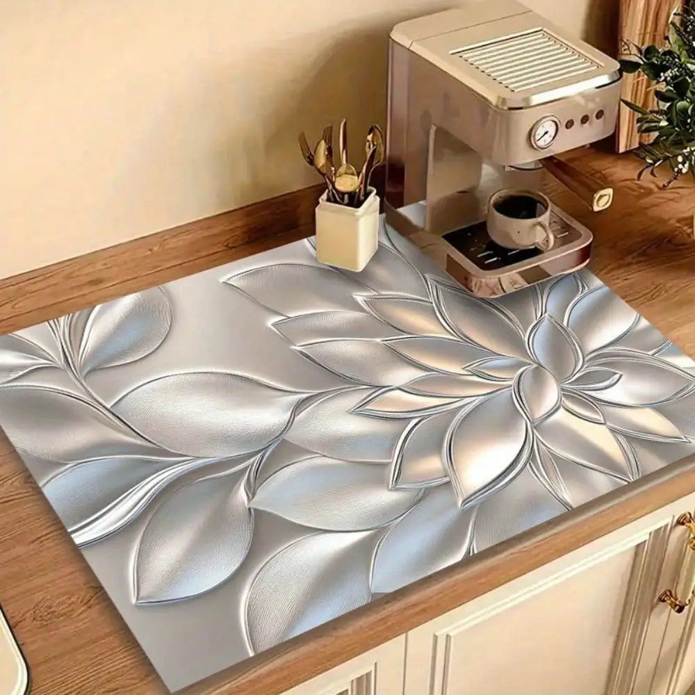 Gold-Patterned Stove Mat With 2D Petal Pattern — Gold | KIMLUD