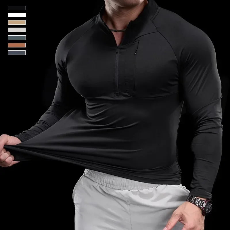 Technical Knit Long-Sleeve T-Shirt Quick-Dry — Sand Beige | KIMLUD