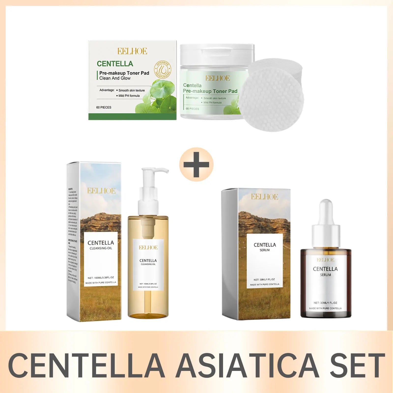 Centella Skincare Set Facial Moisturizing Pore Care Acne Control Brightening — Soft White | KIMLUD