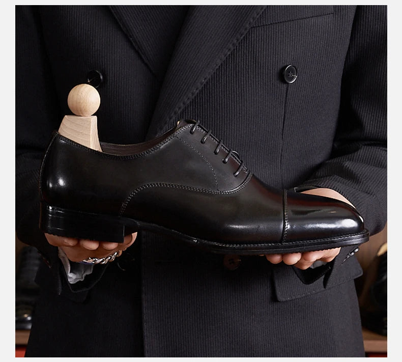 Italian Elegant Mens Wedding Oxfords Shoes Luxury Genuine Leather Handmade Quality Comfortable Autumn Retro Dress Social Shoes