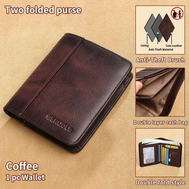 Compact Wallet – RFID Protected – Top-Grain Brown Leather – Gradient Finish | KIMLUD