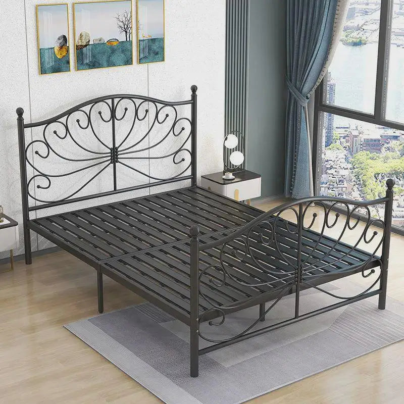 Gold-Tone Metal Bed Frame Sculptural Minimalist Modern Design Centerpiece — Gold | KIMLUD
