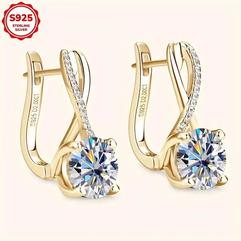 Moissanite Drop Earrings Timeless Shine — Silver | KIMLUD