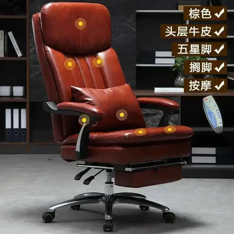 Executive Seat Office Chair Leather Study Wheels Modern Hand Relax Armchairs Library Fashion Cadeira Presidente Office Furniture
