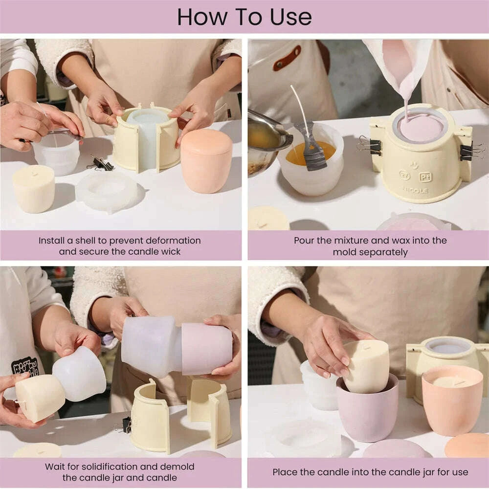 KIMLUD, Boowan Nicole Candle Jar Silicone Mold and 7oz Candle Refill Mold Reusable Concrete Cement Candle Vessel Mould Home Decor, KIMLUD Womens Clothes