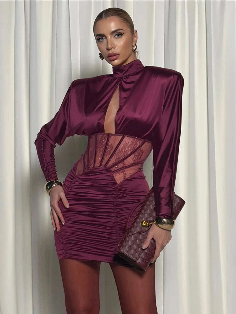vc-elegant-burgundy-satin-mini-dress-with-lace-corset-detail-long-sleeve-high-neck-ruched-party-dress-for-evening-events-promkimlud-womens-clothes-35075351